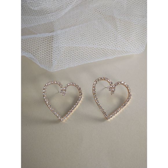 Gold Crystal Heart Earrings! - Picture 4 of 7